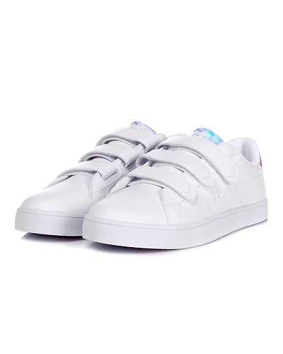 FILA Court Deluxe Prism White Womens Velcro Shoes (IN-14071)-White-2.5-2