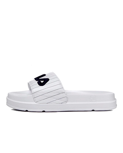 FILA Drifter Jacked Up Stripe White Womens Slippers (IN-27416)-5.5-White-1
