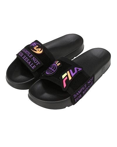 FILA Drifter Patch Black Womens Slippers (IN-36328)-5.5-Black-2