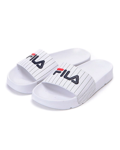 FILA Drifter Stripes White Womens Slippers (IN-34324)-5.5-White-1