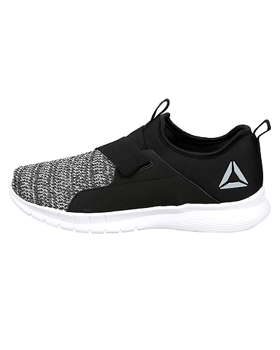 MEN'S REEBOK WALKING PISTON SLIP-ONS-BLACK/WHITE-9-1