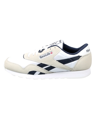 MEN'S REEBOK CLASSICS NYLON SHOES-WHITE/COLLEGIATE NAVY-10-1