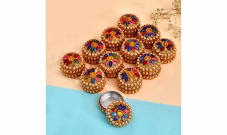 Handcrafted Pearl Kumkum Box, Decorative Sindoor Dabbi for Puja, Return Gifts & Festival Decor