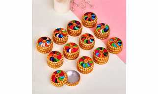 Handcrafted Decorative Kumkum Box Designer Sindoor Dani for Pooja, Wedding Return Gifts & Festive Decor