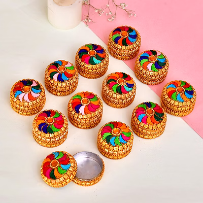 craftam handcrafted decorative kumkum box designer sindoor dani for pooja, wedding return gifts & festive decor