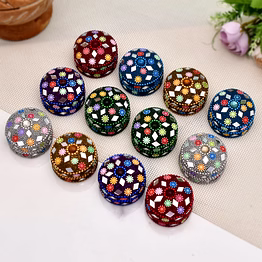 craftam handcrafted decorative kumkum box set, traditional haldi kumkum dibbi, beaded sindoor container for puja, return gifts & festive decor