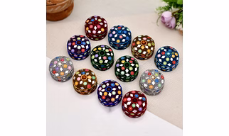 Handcrafted Decorative Kumkum Box Set, Traditional Haldi Kumkum Dibbi, Beaded Sindoor Container for Puja, Return Gifts & Festive Decor