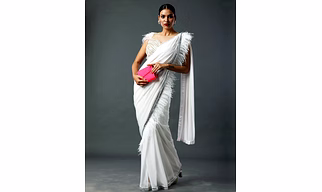 White Feather Saree