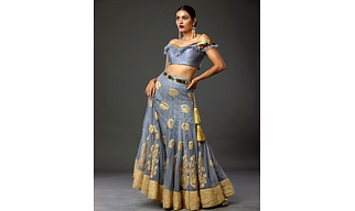 Grey & Gold Lehenga Choli