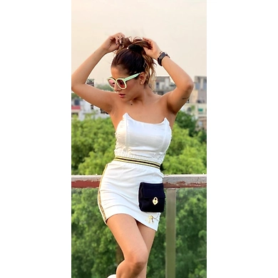 Short Skirt with Utility Pocket-White-1