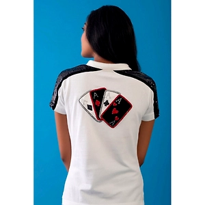 Ace Polo (Black); Embellished Front & Back