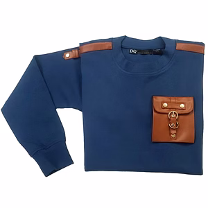 Sweat Shirt With Tan vegan Leather Patch Pocket Detail