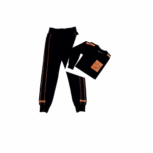 Sweat Shirt Set With Tan vegan Leather Patch Pocket Detail