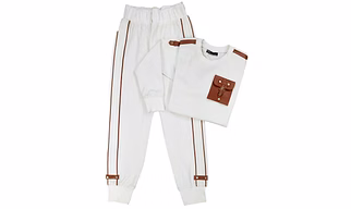 Sweat Shirt Set With Tan vegan Leather Patch Pocket Detail