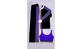 The Gold Link Chain Detail Track Set in Purple and Black