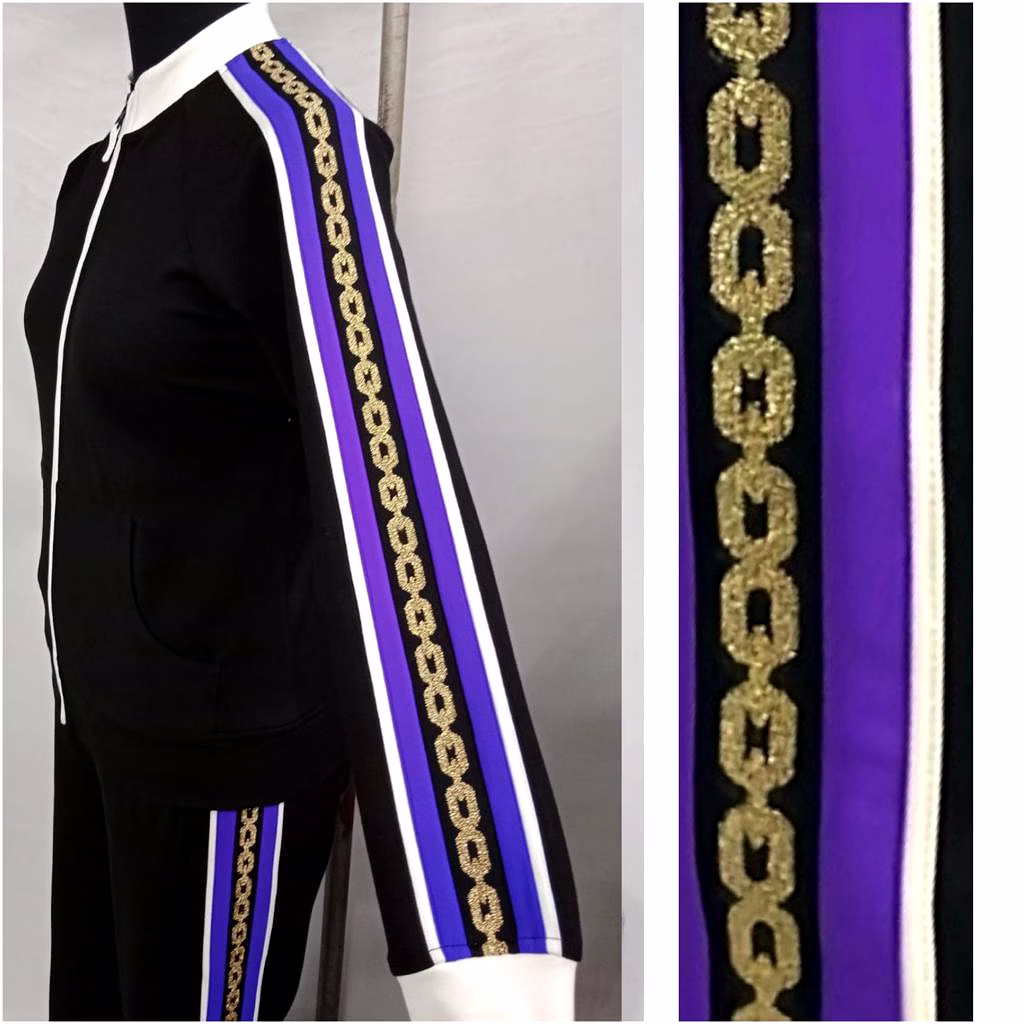 The Gold Link Chain Detail Track Set in Purple and Black image 3
