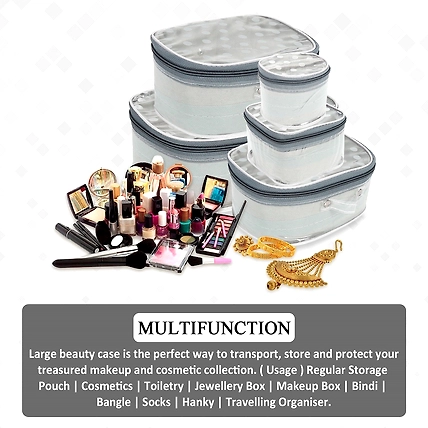 RASAFA Trendy Cosmetic box, MakeupKit Box, Jewellery Bag, Storage Case Vanity Box (Grey)-4