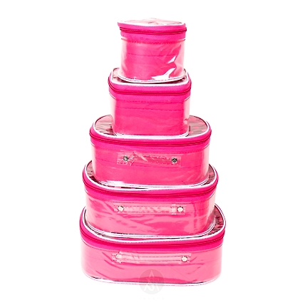 RASAFA Designer Pack of 5 Cosmetic Box, Makeup Organizer, Bridal Organizer, Vanity Box (Pink)-DOTP-508