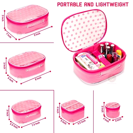 RASAFA Designer Pack of 5 Cosmetic Box, Makeup Organizer, Bridal Organizer, Vanity Box (Pink)-1