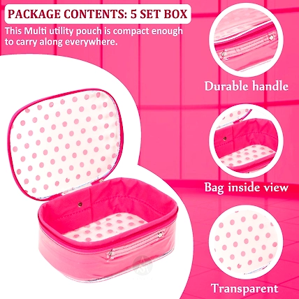 RASAFA Designer Pack of 5 Cosmetic Box, Makeup Organizer, Bridal Organizer, Vanity Box (Pink)-2