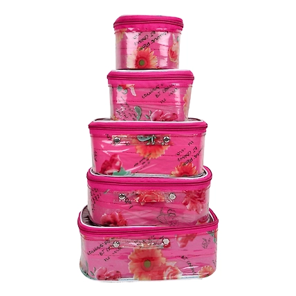 RASAFA Set of 5 Designer supreme quality Makeup box, Jewellery boxes, Vanity boxes(Pink)-PNKF-509