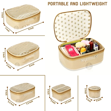 RASAFA Dot pattern Storage Case, Makeup Organizer, Cosmetic Box, Transparent Vanity Box (Brown)-1