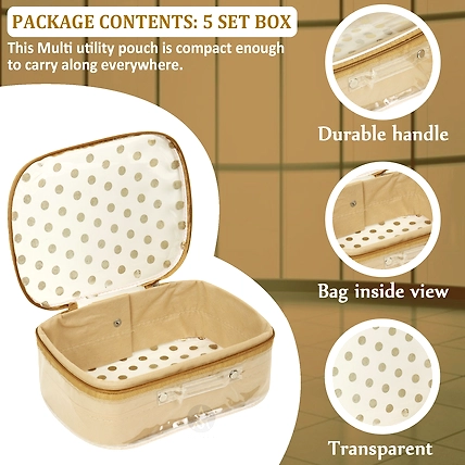RASAFA Dot pattern Storage Case, Makeup Organizer, Cosmetic Box, Transparent Vanity Box (Brown)-2