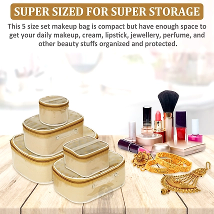 RASAFA Dot pattern Storage Case, Makeup Organizer, Cosmetic Box, Transparent Vanity Box (Brown)-3