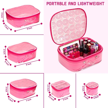 RASAFA Fashionable Makeup Kit box, Spacious interior, Storage case, Jewellery Vanity Box (Pink)-1