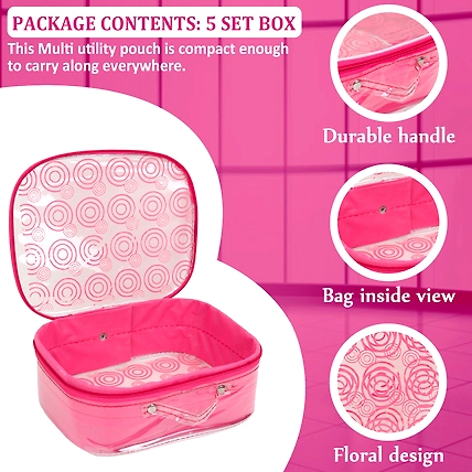 RASAFA Fashionable Makeup Kit box, Spacious interior, Storage case, Jewellery Vanity Box (Pink)-2