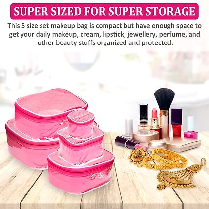 RASAFA Fashionable Makeup Kit box, Spacious interior, Storage case, Jewellery Vanity Box (Pink)-3