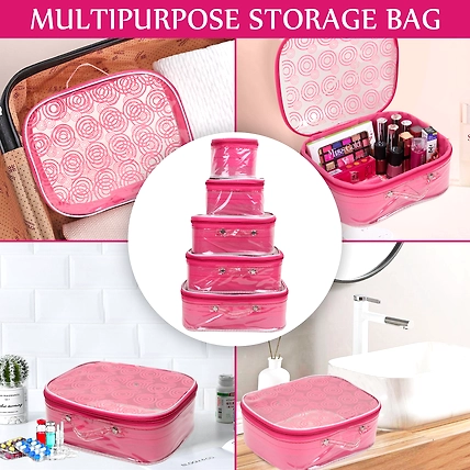RASAFA Fashionable Makeup Kit box, Spacious interior, Storage case, Jewellery Vanity Box (Pink)-4