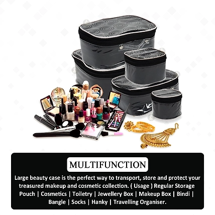 RASAFA Fashionable Cosmetic box, MakeupKit Box, Jewellery Bag, Storage Case Vanity Box (Black)-4