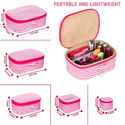 RASAFA Luxury Pack of 5 Cosmetic Box, Bridal Organizer, Storage Case Vanity Box (Pink)-1