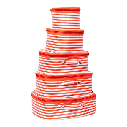 RASAFA Luxury Pack of 5 Cosmetic Box, Makeup Kit, Storage Case Vanity Box (Orange)-ORGS-514