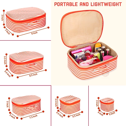 RASAFA Luxury Pack of 5 Cosmetic Box, Makeup Kit, Storage Case Vanity Box (Orange)-1