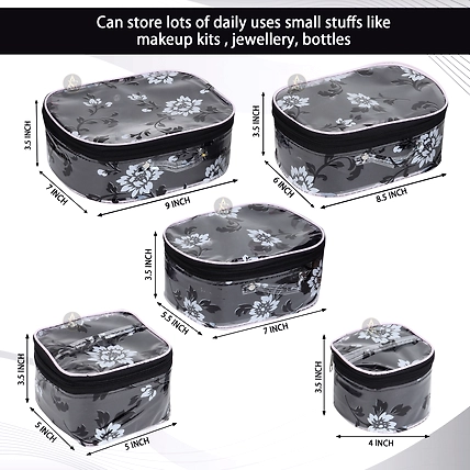 RASAFA Pack Of 5 Fashionable Makeup Kit Box, Storage Solution Cosmetic Box Vanity Box-1
