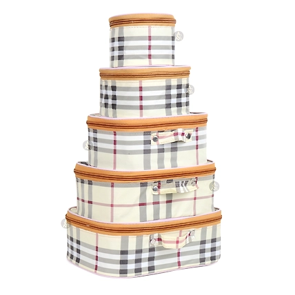 RASAFA Pack Of 5 Elegant Makeup Kit Box, Essential Kit Cosmetic Box Vanity Box (Cream)-CCRM-519