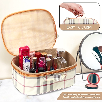 RASAFA Pack Of 5 Elegant Makeup Kit Box, Essential Kit Cosmetic Box Vanity Box (Cream)-2