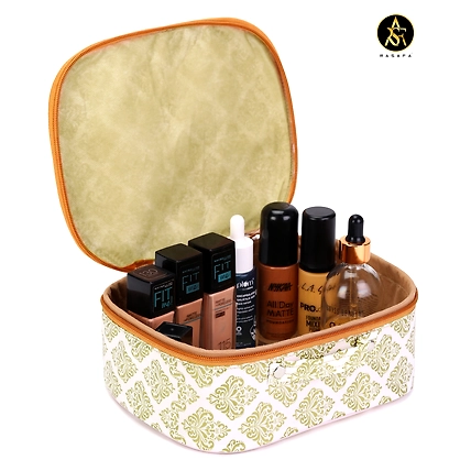 RASAFA Luxury Pack of 5 Cosmetic Box Storage, Cosmetic Box Vanity Box (White, Golden)-2