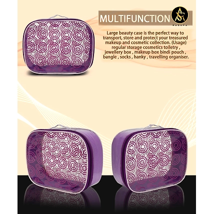 RASAFA high quality Cosmetic box, Jewellery Bag, Storage Case Vanity Box (Purple)-3