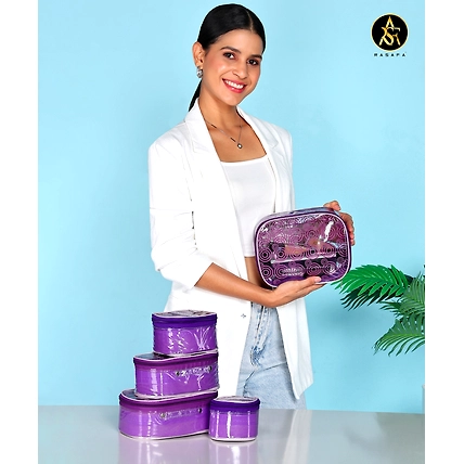RASAFA high quality Cosmetic box, Jewellery Bag, Storage Case Vanity Box (Purple)-4