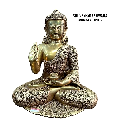 Buddha Statue Brass  Weight 14.700kg   Height 17’inch    Width 15’inch-12430430