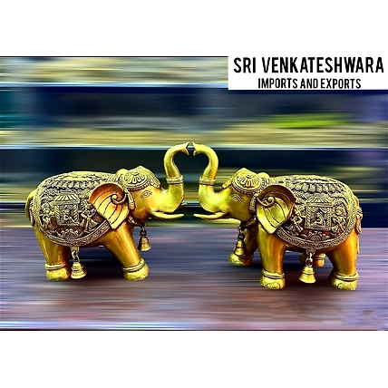 Elephant Statue Brass Pair Weight 19.150kg Pair Height 11.5’inch Width 14’inch-12430438