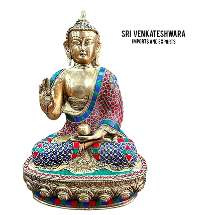 Buddha Stone Work Statue Brass Weight 3.550kg Height 12’inch Width 8’inch-12430444