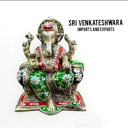 Ganesh Ji Statue Brass Stone Work Weight 4.690kg Height 9’inch Width 7.5’inch-12430456
