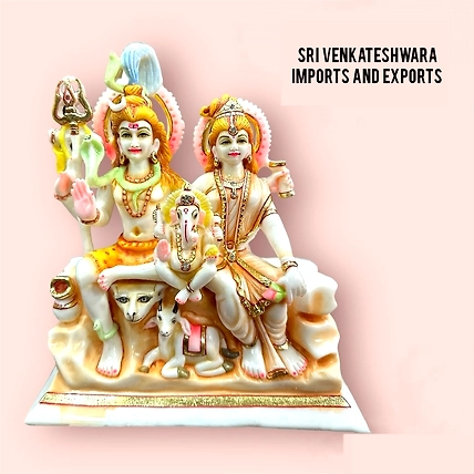 Shiva Family Statue Culture Marble Height 8.5’inch Width 8’inch-12430460