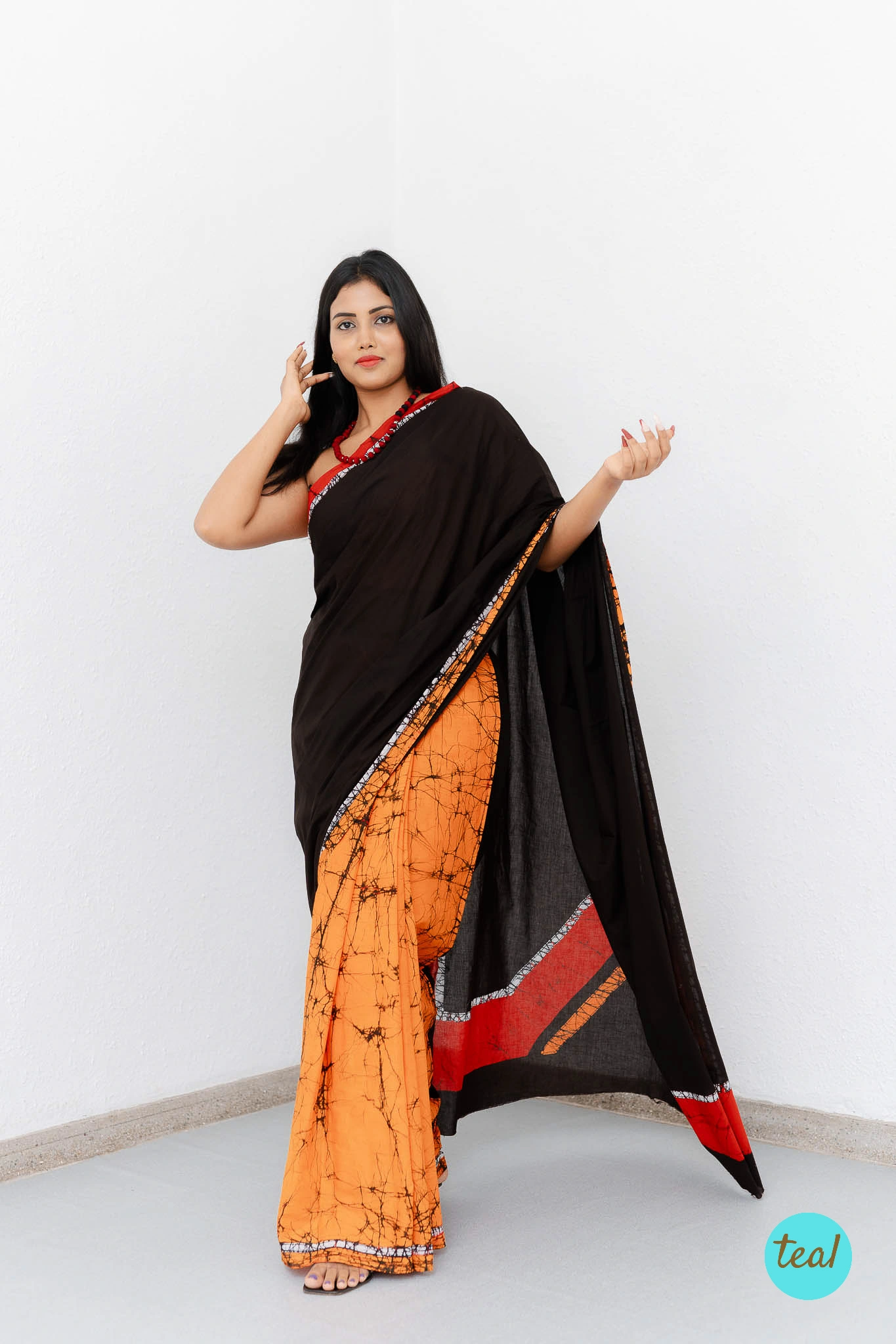 Four colour batik saree D102-1