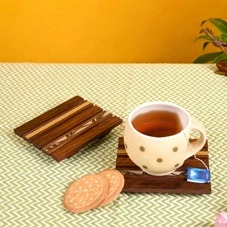 Coaster Wooden Handcrafted With Flower Art Specification-3