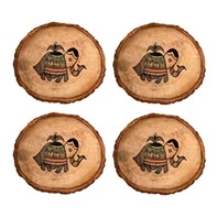 Coaster Round Wooden Handcrafted With Tribal Art-44190